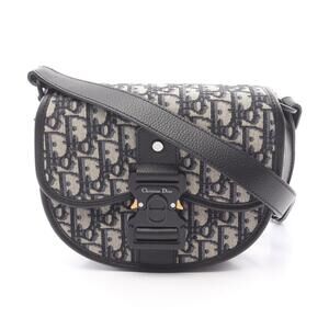 Dior GALLOP Oblique Shoulder Bag Canvas Leather Beige Navy Blue